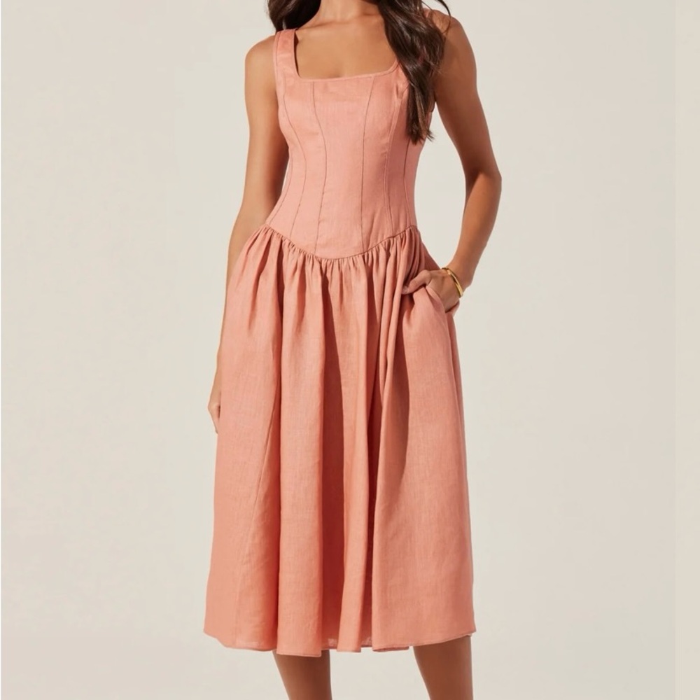 ASTR the Label Peach Backless Midi Dress
